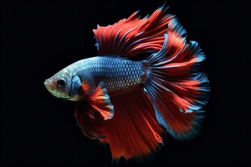 Fototapeta premium Vibrant Betta Fish: Colorful Fighting Siamese Beauty, Betta fish, colorful, fighting fish, Siamese fish, vibrant, aquatic, pet, underwater