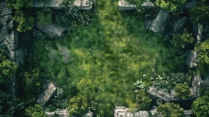 Realistic green battle map with frame background, AI generated for ads