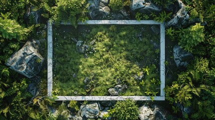 Fototapeta premium Realistic green battle map with frame background, AI generated for ads