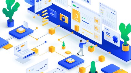 Obraz premium Isometric illustration of a digital network.