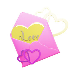 pink love letter 3d illustration