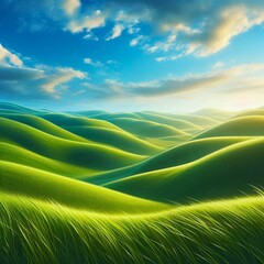 green field and blue sky