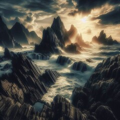 sunset over the mountains