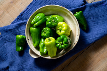 Green peppers.
Image of fresh green peppers.
