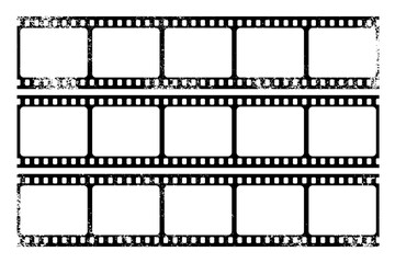 Grunge film strips collection. Old retro cinema movie strip. Video recording. Vector illustration.