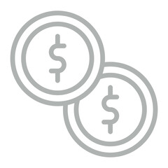 Coin Vector Line Grey Icon Design