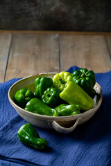 Green peppers.
Image of fresh green peppers.
