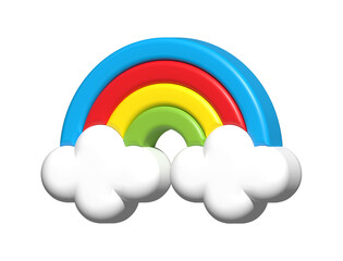 rainbow with cloud icon 3d, emoji rainbow cute for message social