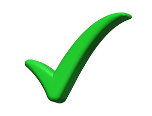 right mark 3d, correct green icon, tick, vote, checkmark for message social media