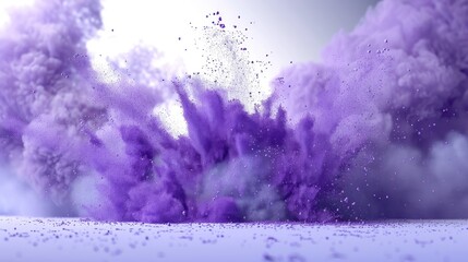 Violet dust explosion on white surface