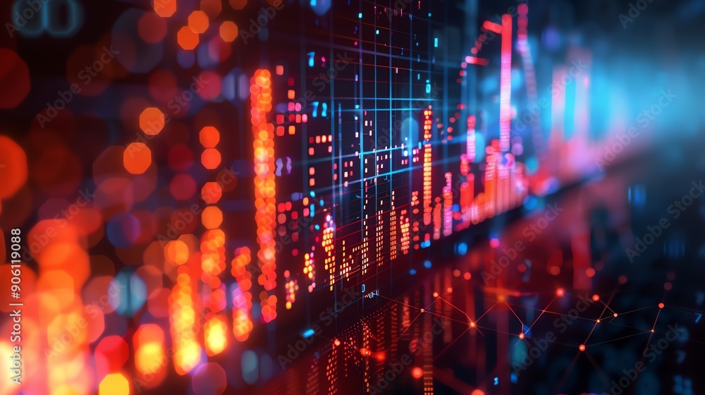 Poster abstract financial data visualization.