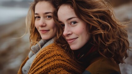 Obraz premium A joyful mother and daughter duo, both with different body types, sharing a hug and celebrating their unique beauty together