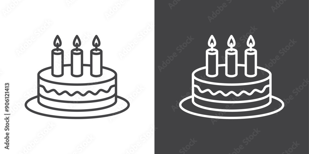 Poster birthday cake icon vector logo set collection for web app ui