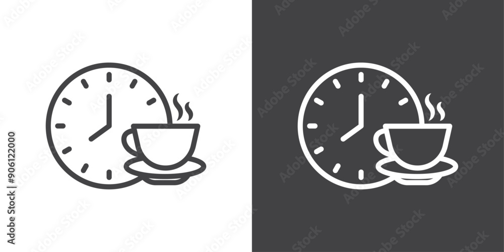 Poster coffee time icon vector logo set collection for web app ui