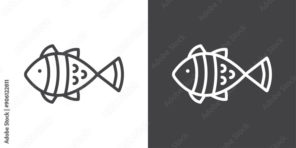 Poster fish icon vector logo set collection for web app ui