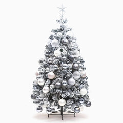 A Silver and White Decorated Christmas Tree