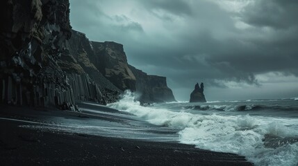 Icelandic Seascape with Dramatic Waves