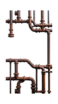 Rusty Old Iron Pipe Frame Transparent Background