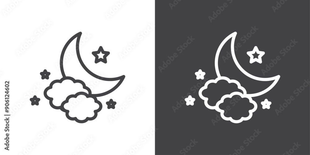 Poster night icon vector logo set collection for web app ui