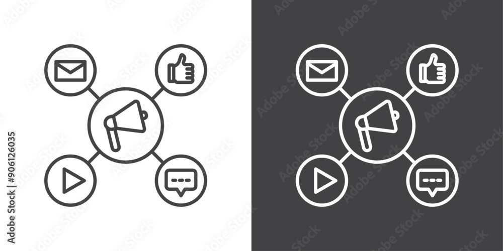 Poster social campaign icon vector logo set collection for web app ui