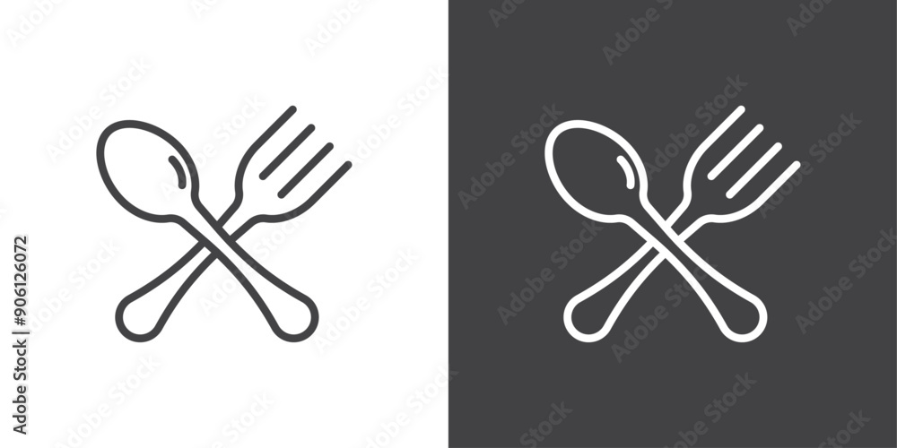 Poster spoon and fork icon vector logo set collection for web app ui