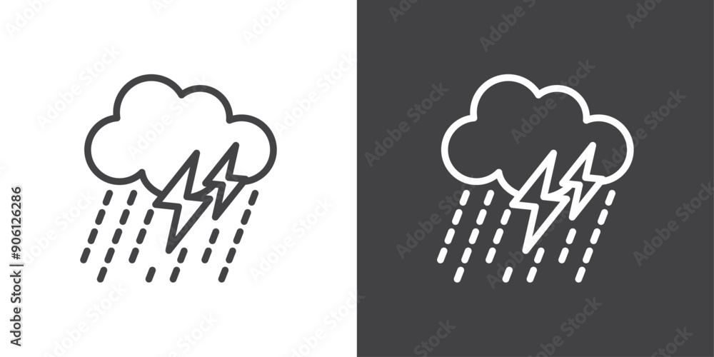 Poster thunderstorm icon vector logo set collection for web app ui