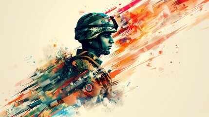 A close-up of a Defence Day flag's fabric texture, bold design incorporating military badges, panaflex with a dynamic image of military tanks, powerful image of military aircraft.