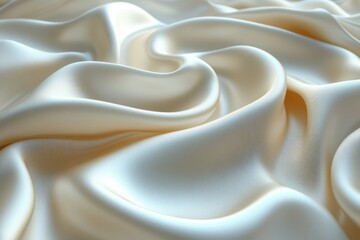 Obraz premium Elegant cream silk fabric folds showcasing smooth, shimmering texture.