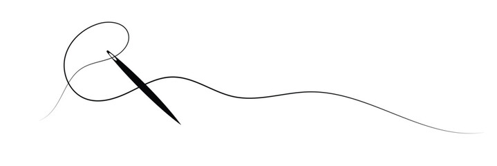 Thread with sewing needles on white background. Modern design icon. Vector illustration.