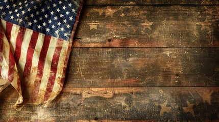 Close-up of American flag Wooden texture