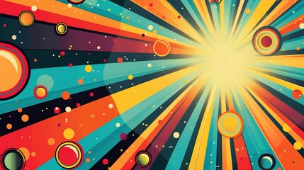 Abstract Colorful Burst of Light with Circles and Stripes