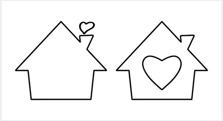 Home icon. House with heart. Real estate. Vector stock illustration