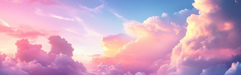Dreamy Ethereal Dreamcore Sky with Colorful Pastel Clouds Creating a Magical and Serene Atmosphere. A Captivating Display of Dreamcore Aesthetic in the Sky.