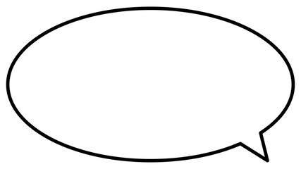 吹き出し　単体　シンプル　イラスト　ベクター　白　黒縁　楕円