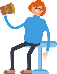 Woman Character Drinking Coffee
