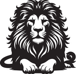 Lion Silhouette isolated on white background Minimalist lion vector shape icon