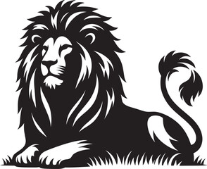 Lion Silhouette isolated on white background Minimalist lion vector shape icon