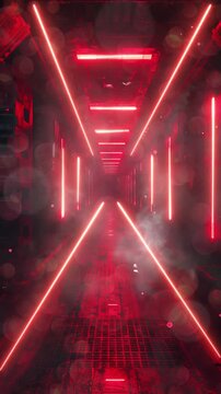super computer tunnel evil red fog animation seamless looping overlay 4k virtual video animation background