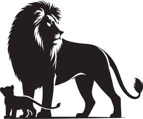 Lion Silhouette isolated on white background Minimalist lion vector shape icon