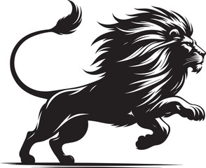 Lion Silhouette isolated on white background Minimalist lion vector shape icon