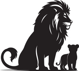 Lion Silhouette isolated on white background Minimalist lion vector shape icon