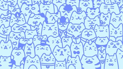 Cute cat background and wallpaper (blue)