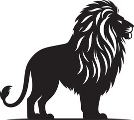 Lion Silhouette isolated on white background Minimalist lion vector shape icon