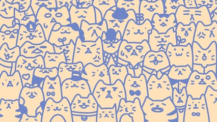 Cute cat background and wallpaper (orange-blue)