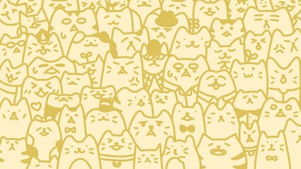 Cute cat background and wallpaper (yellow)