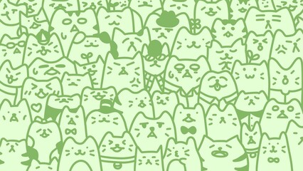 Cute cat background and wallpaper (green)