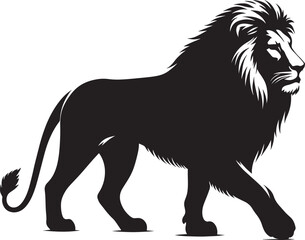 Lion Silhouette isolated on white background Minimalist lion vector shape icon