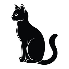 Cat Silhouette Vector Illustration  Elegant Black Feline Design.