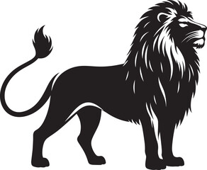 Lion Silhouette isolated on white background Minimalist lion vector shape icon
