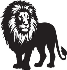 Lion Silhouette isolated on white background Minimalist lion vector shape icon